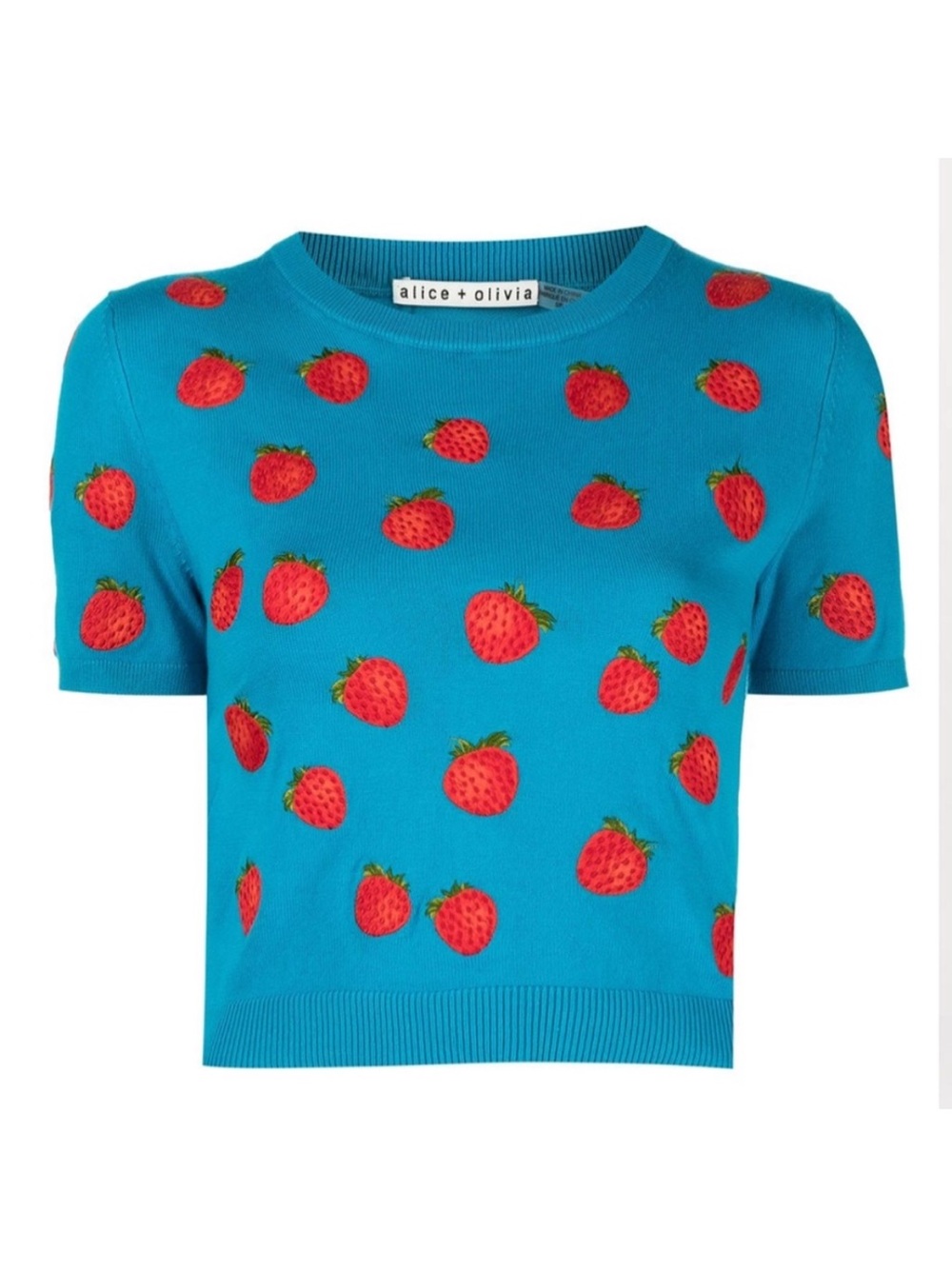 NWT! Alice and Olivia Ciara Embroidered Strawberry Pullover Sweater